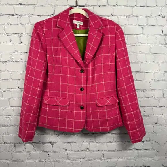 Vintage David Brooks Women's Plaid Wool Blazer Jacket, Size 6 - Picture 1 of 8